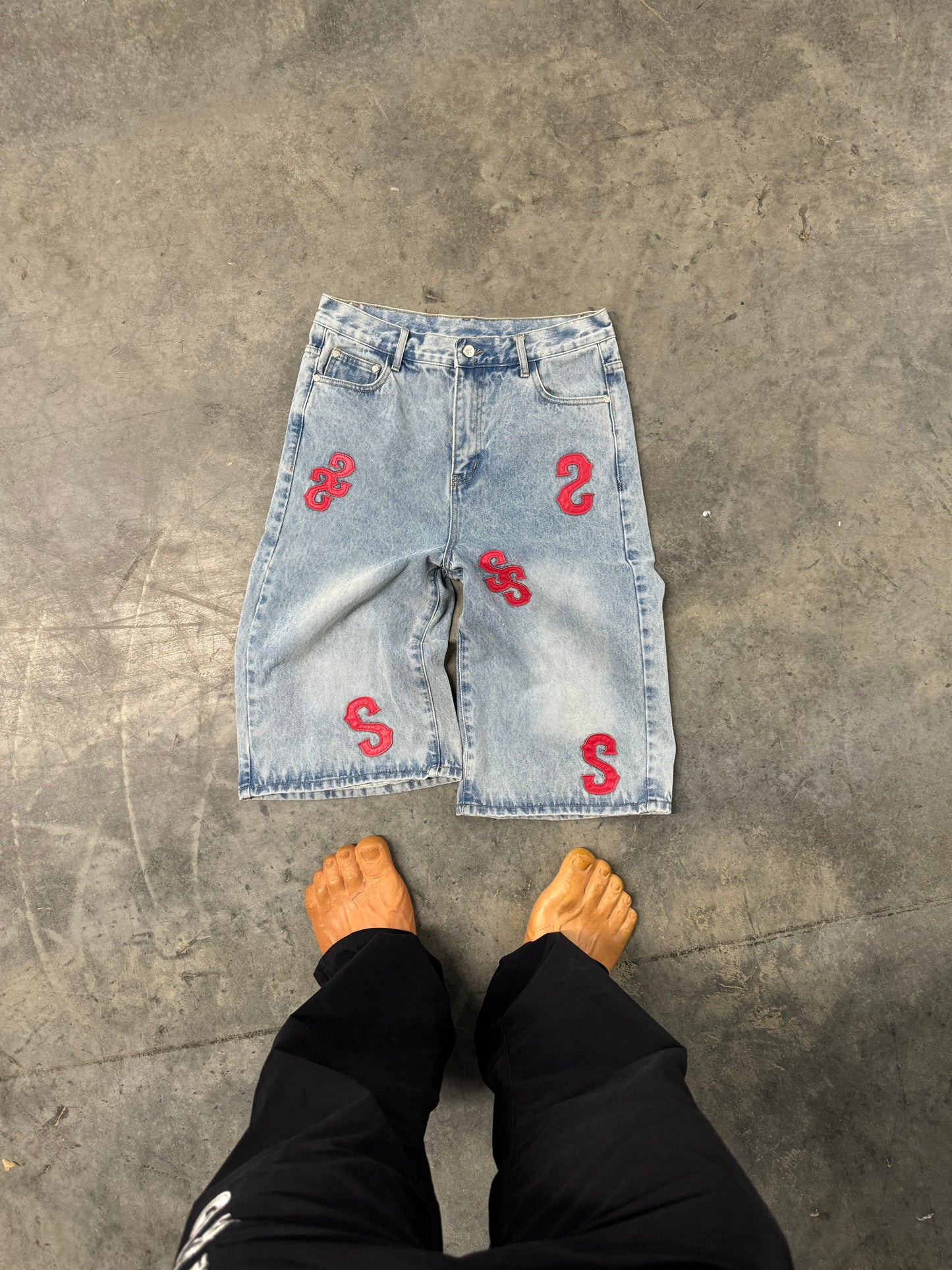 Washed Blue Stee Jorts
