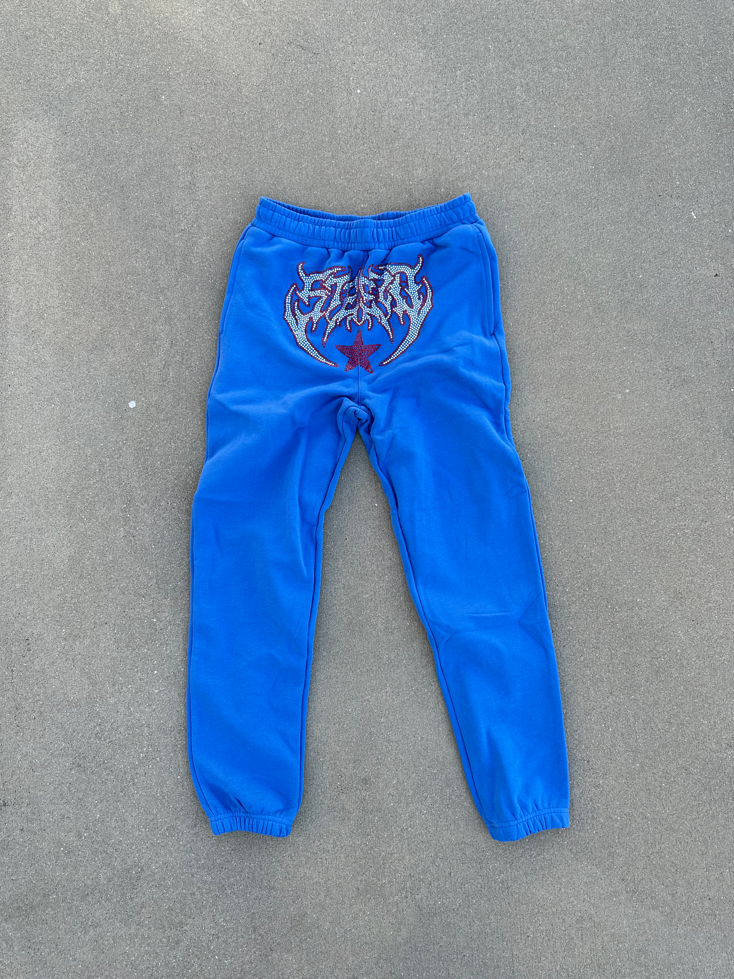 Blue Steezo Rhinestone Sweatpants