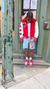 STZY x FF Red Members Only Varsity Jacket