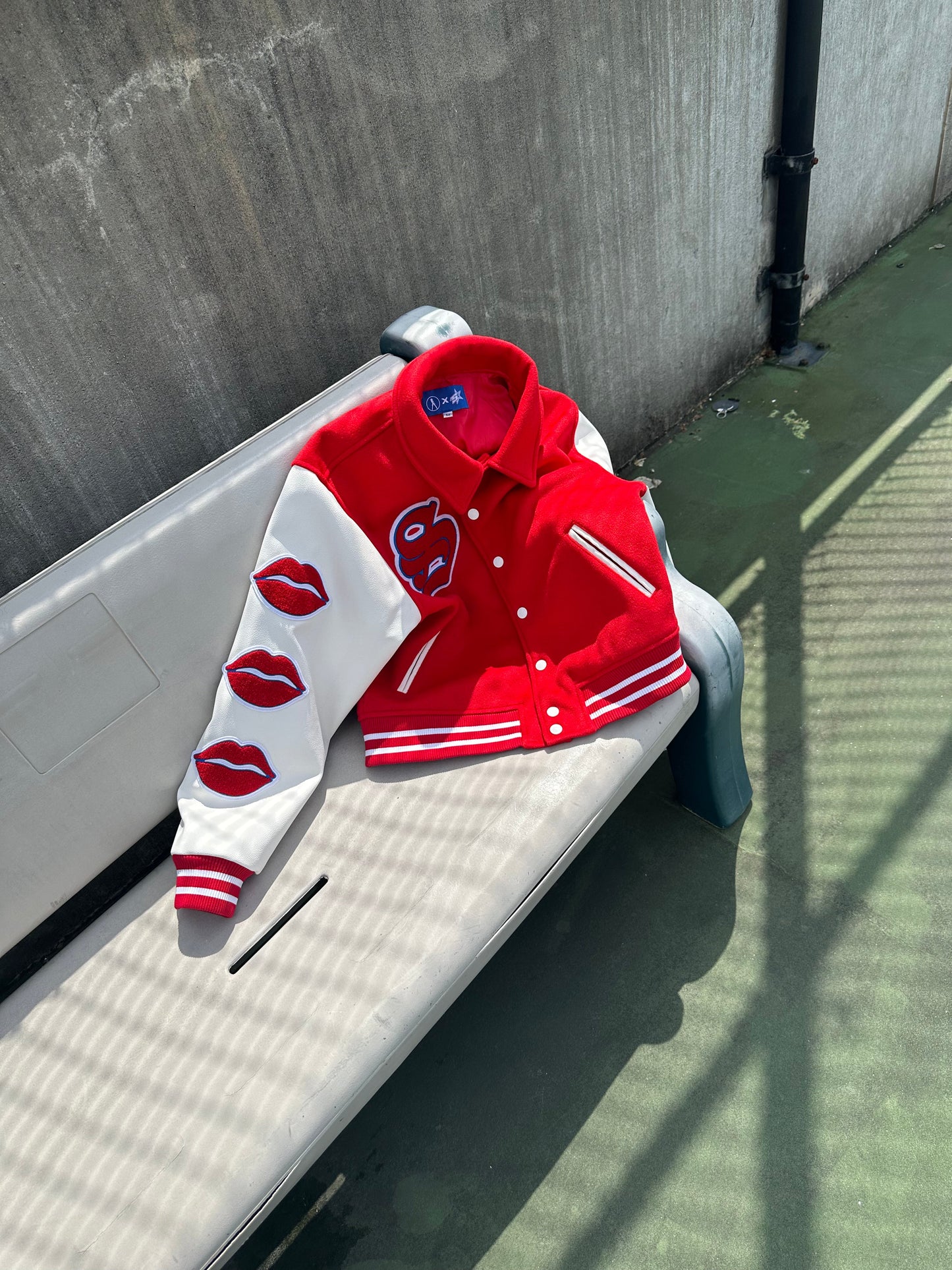 STZY x FF Red Members Only Varsity Jacket