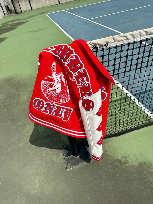 STZY x FF Red Members Only Varsity Jacket