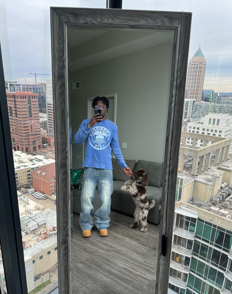 Washed Blue Secret Agent waffle knit