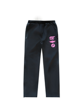 Load image into Gallery viewer, Black track pants w/ pink stee logos
