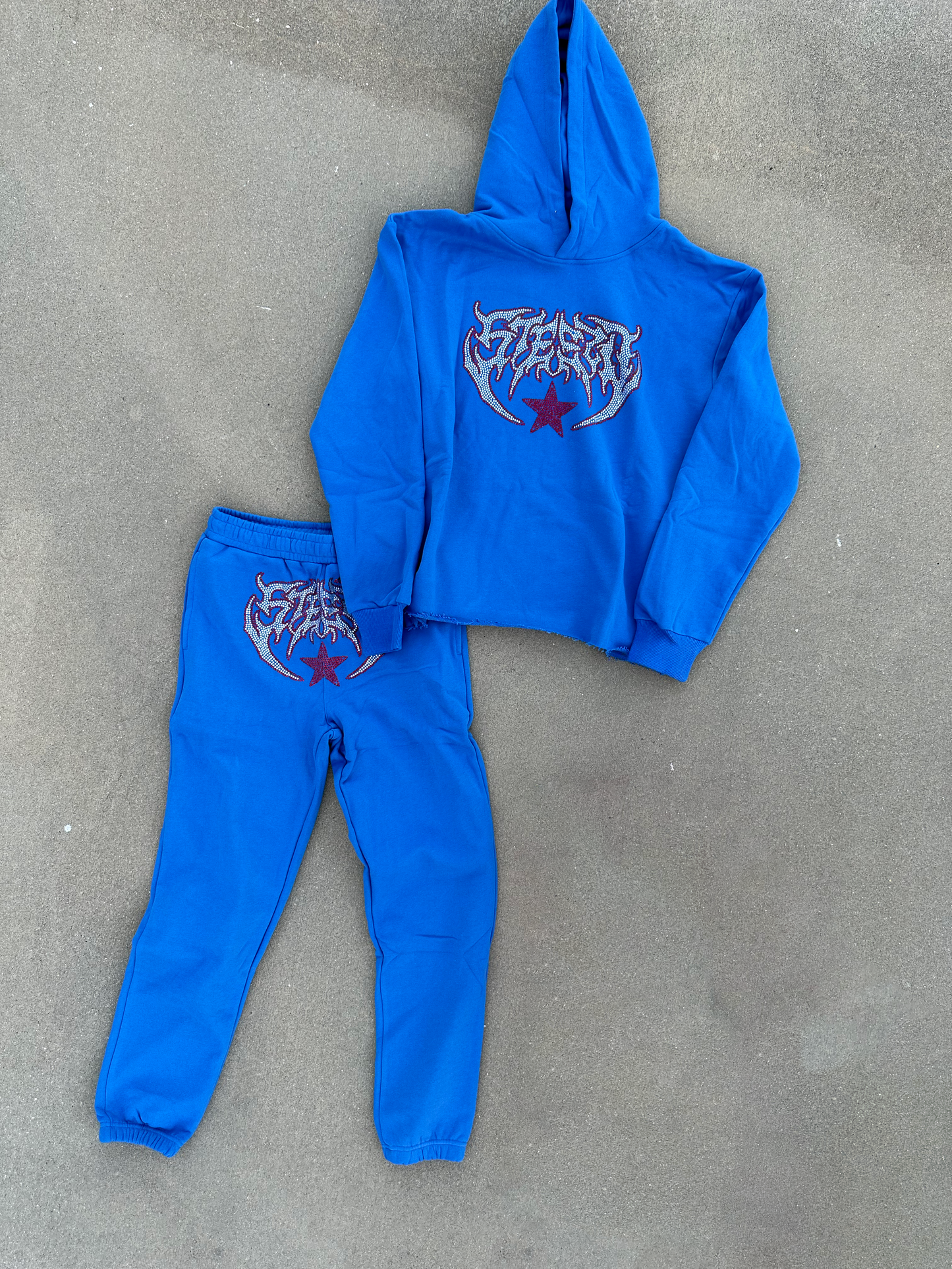 Blue Steezo Rhinestone Hoodie