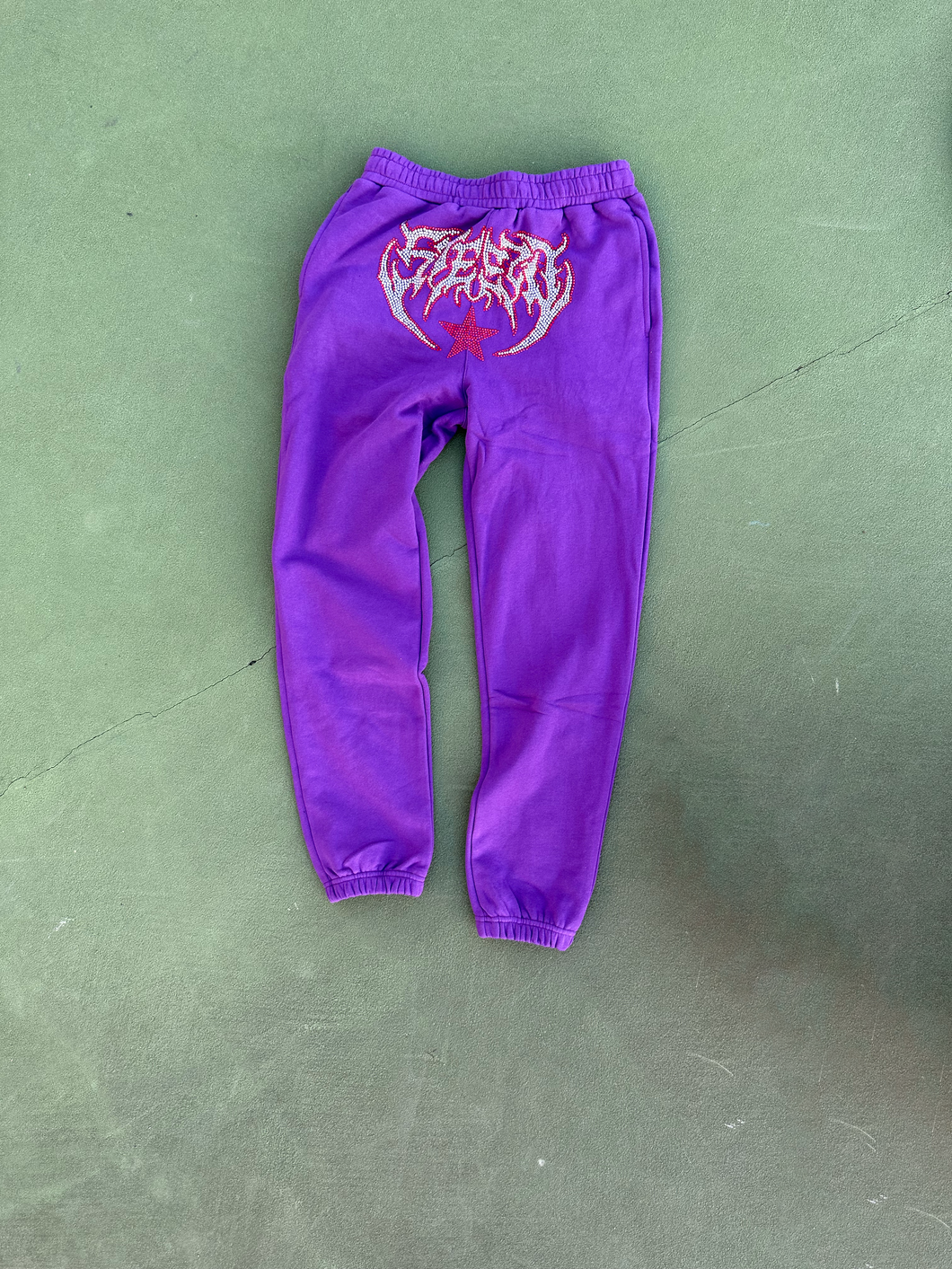 Purple Steezo Rhinestone Sweatpants