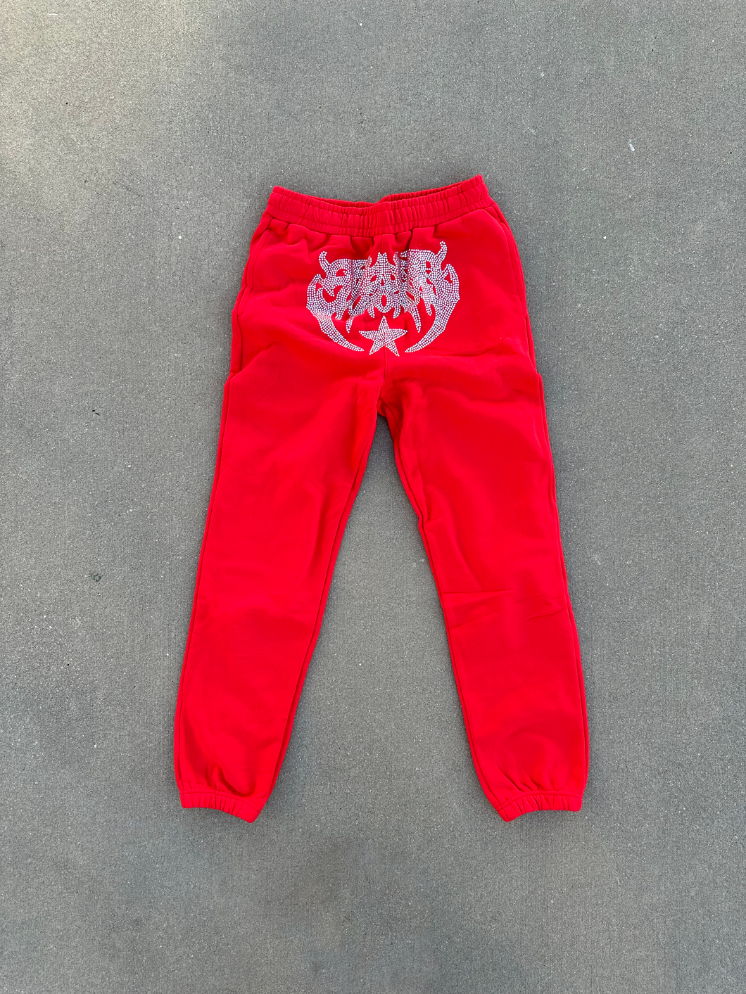 Red Steezo Rhinestone Sweatpants